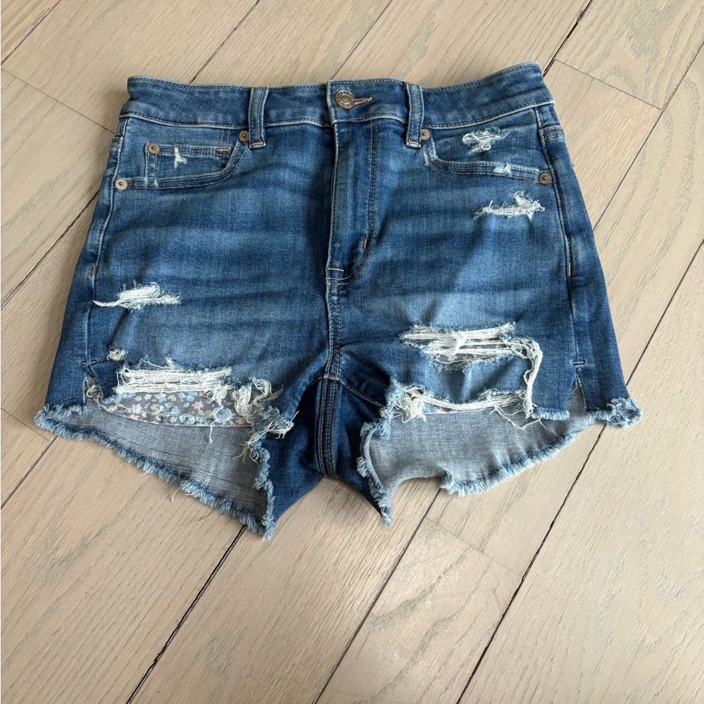 American Eagle high rise shortie jean shorts
